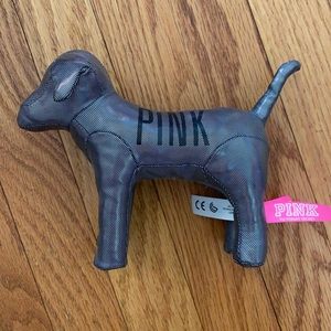Victoria's Secret PINK Silver Metallic Dog Plush Holographic, 6 in